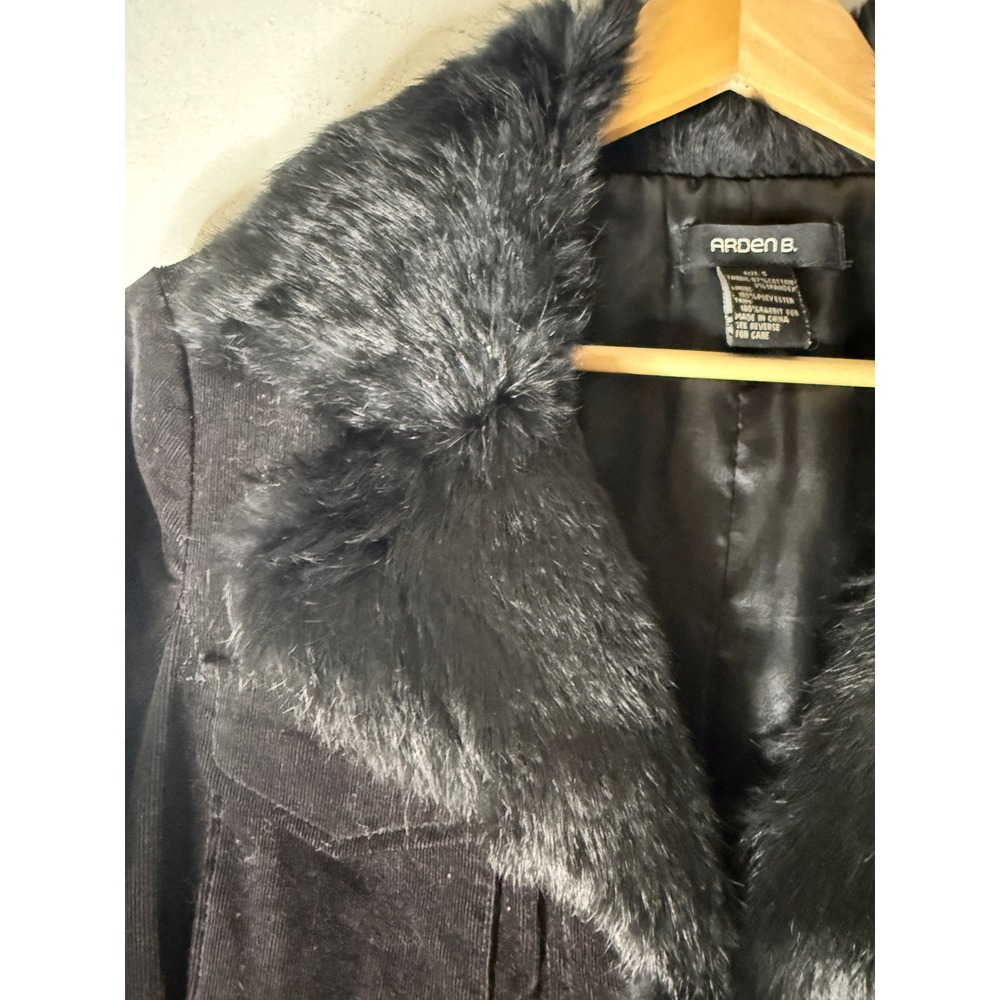 Arden B. Black Corduroy Blazer Ribbon Lace Up Sleeve Zipper Cuff Gothic Jacket S - Picture 4 of 6